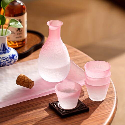 妃粉玻璃小酒杯家用一口杯