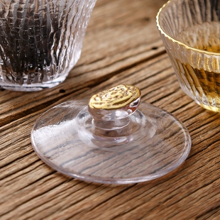 单盖 玻璃盖碗盖子 茶盖单盖子描金盖碗盖配盖茶碗茶杯盖冰露盖子