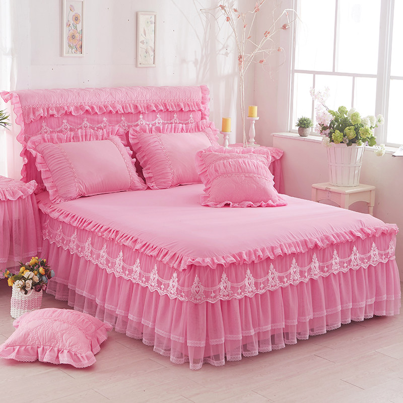 韩版公主蕾丝床裙单件床罩防滑床笠婚庆床套床垫保护套1.8