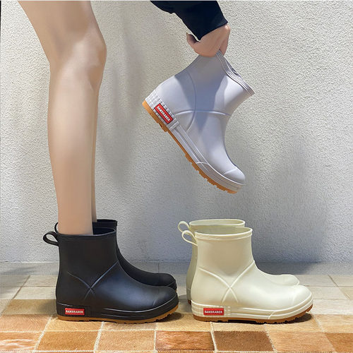 雨牧女款时尚防滑防水中筒雨靴