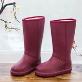 加绒加厚女一体绒高筒水鞋 冬季 雨鞋 轻便防滑长筒防水保暖棉雨靴