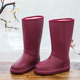 加绒加厚女一体绒高筒水鞋 冬季 雨鞋 轻便防滑长筒防水保暖棉雨靴