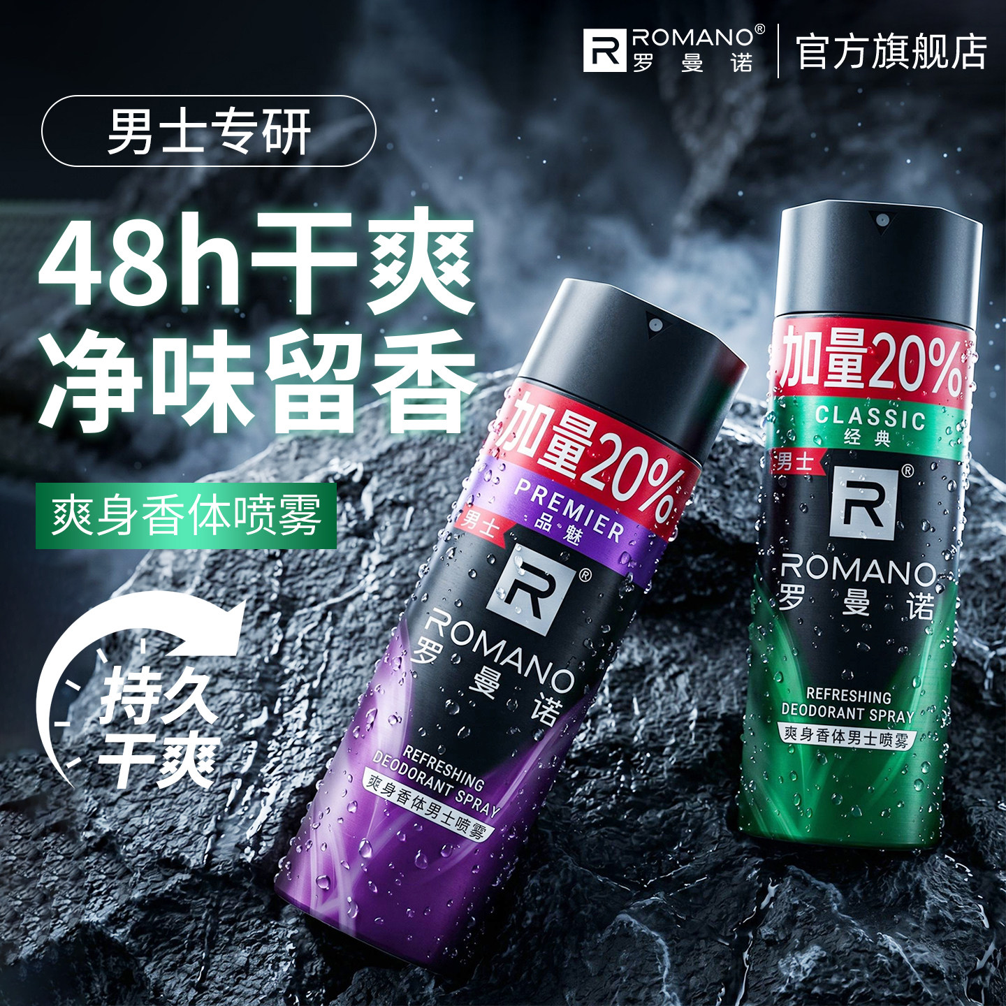 罗曼诺男士止汗喷雾持久留香清爽净味腋下除臭抑汗爽身止汗露液
