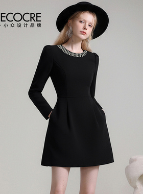 茬客【爱尔兰初】气质时尚风连衣裙2026年春季新款领口重工订钻链