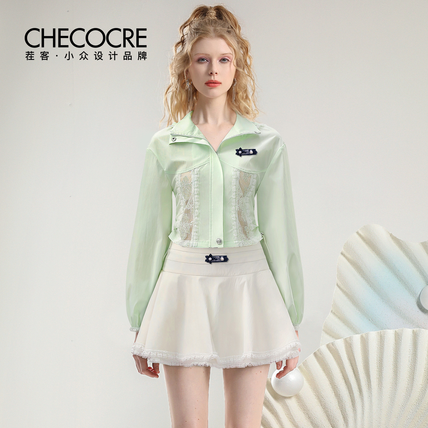 茬客少女风连帽防晒衣时尚套装裙