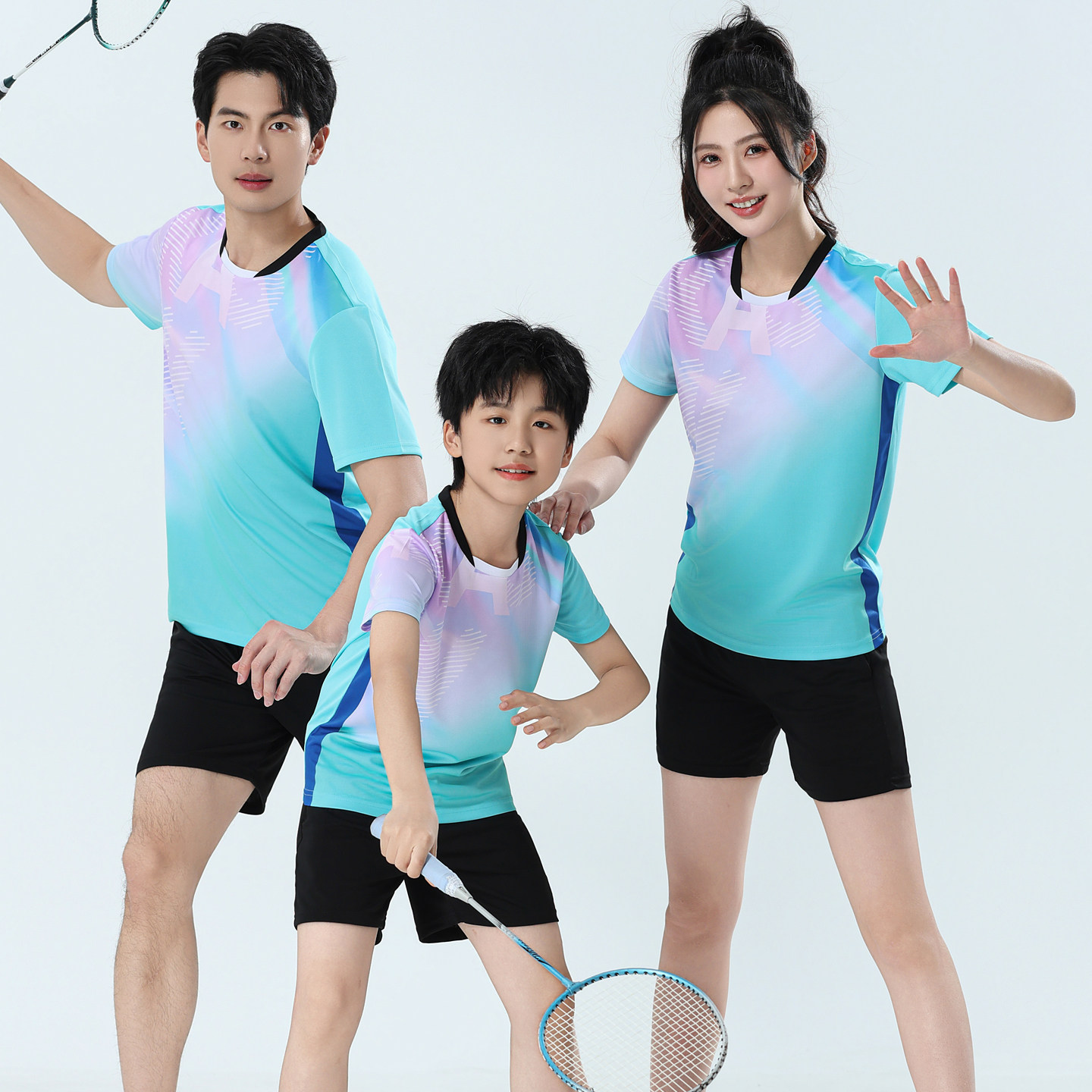 新款短袖羽毛球服套装夏短袖儿童成人乒乓球训练服定制印字比赛服