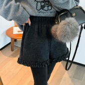 大码 梨型遮胯显瘦小个子A字加厚阔腿裤 高腰毛呢短裤 2025秋冬新款