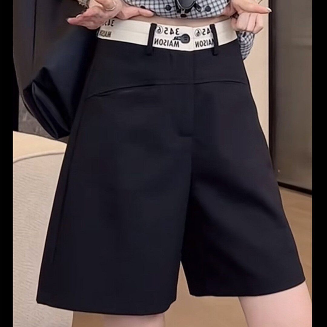 大码弹力五分休闲裤女图片