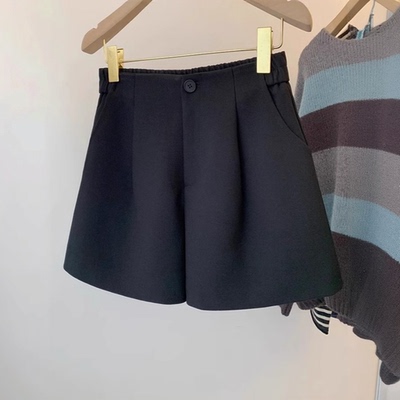 大码黑色短裤女a字阔腿靴裤