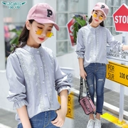 Áo sơ mi nữ mùa thu 2019 cho bé gái mới phiên bản Hàn Quốc của bé trai cotton dài tay áo sơ mi công chúa nước ngoài - Áo sơ mi