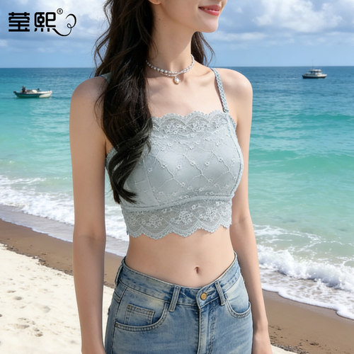 蕾丝美背吊带内衣女收副乳文胸