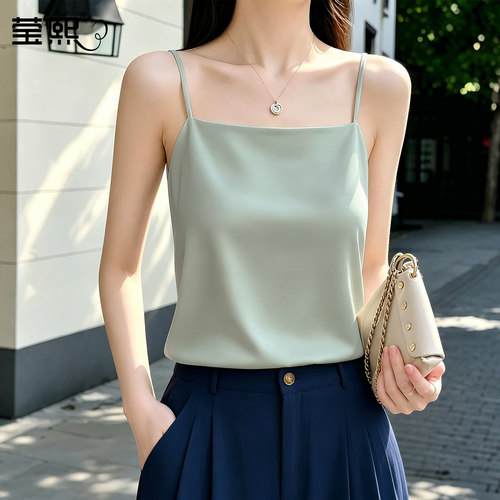 时尚通勤缎面美背透气吊带背心女