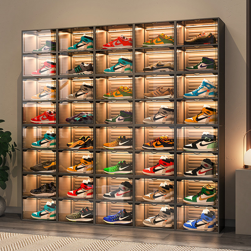 鞋盒收纳盒透明球鞋防氧化鞋子鞋墙仿亚克力网红塑料鞋柜收纳神器