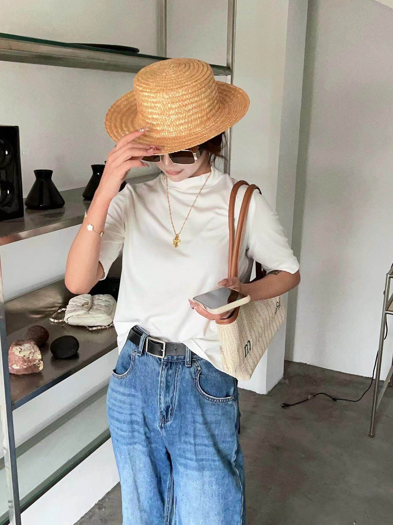 清仓！已售20w件！控价49.9线下订单！纯色高品质螺纹棉中袖T恤08