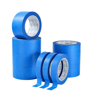 蓝色和纸美纹纸胶带汽车美容装修遮蔽中高粘真石漆喷涂墙面无痕美术生专用拼图可撕书写耐高温彩色美纹纸胶布