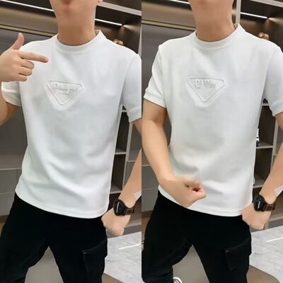 男士冬季短袖t恤半高领德绒加厚半袖男款修身保暖新款打底衫T休闲