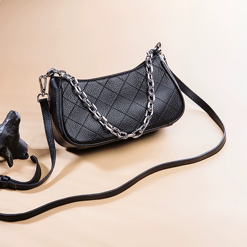 Модная кожаная цепь, сумка на одно плечо, сумка подмышку, из натуральной кожи, 2020, воловья кожа, в стиле Шанель, на цепочке
