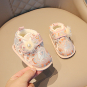 过年鞋 汉服鞋 子 周岁国风新中式 婴儿棉鞋 女童冬新年鞋 宝宝手工布鞋