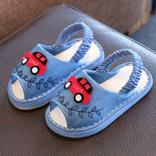 手工纯棉夏季1-5岁防滑儿童拖鞋