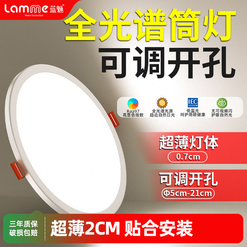 蓝魅全光谱筒灯自由可调开孔
