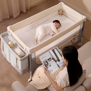 coolbaby婴儿床拼接大床宝宝床多功能床床体可升降新生儿宝宝床