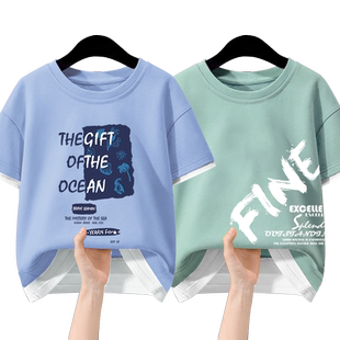 男童短袖t恤纯棉2026新款痞帅风6岁10男孩夏季上衣半袖儿童打底衫