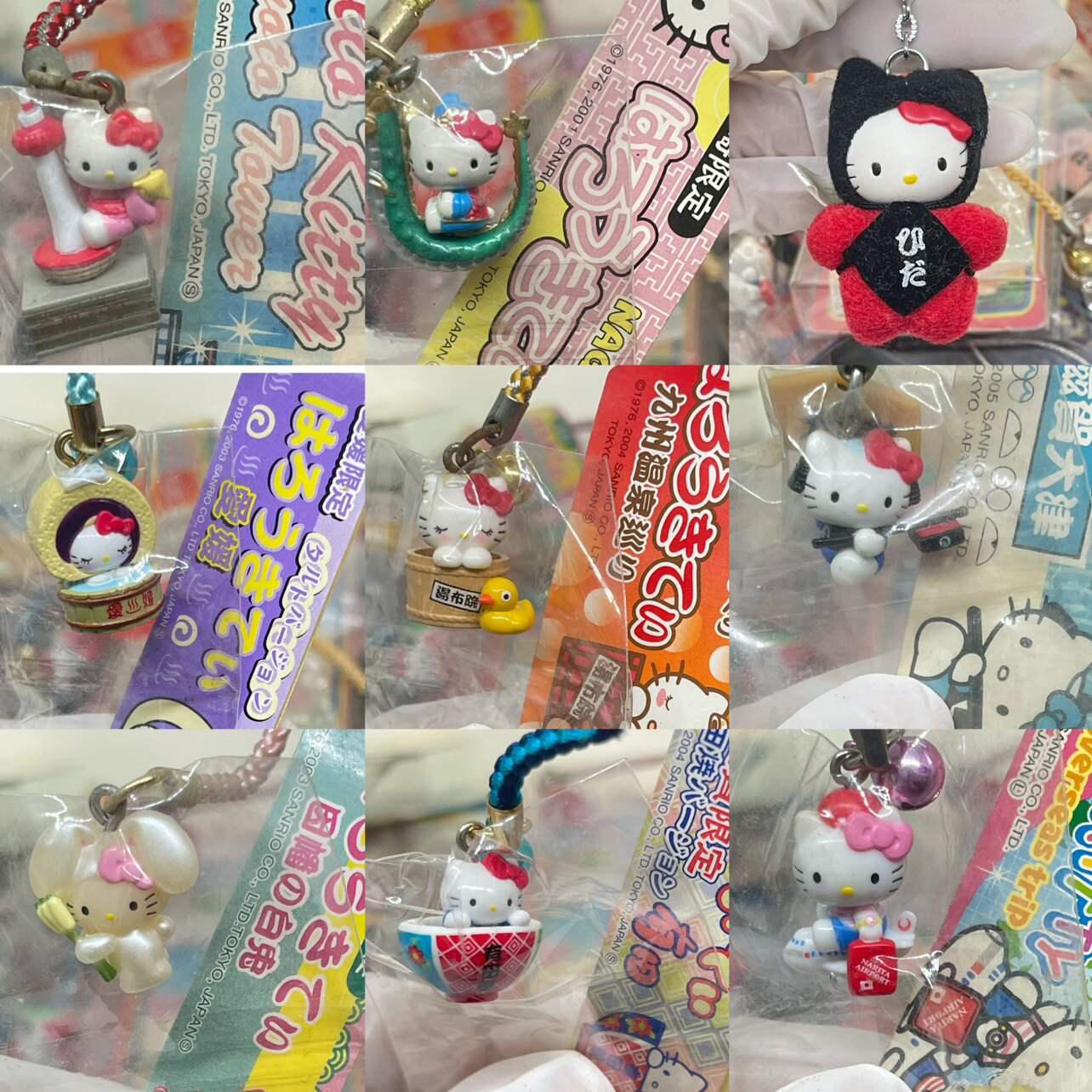 hello kitty地域限定挂件/手机链/摆件/龙年山阴兔子拉面碗飞机