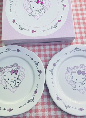 稀有中古charmmy kitty 俏咪kitty蔷薇花盘子套装扑克盘子套装