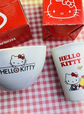 hello kitty中古日本正版碗泡面碗杯子牛奶杯罗森lawson联名