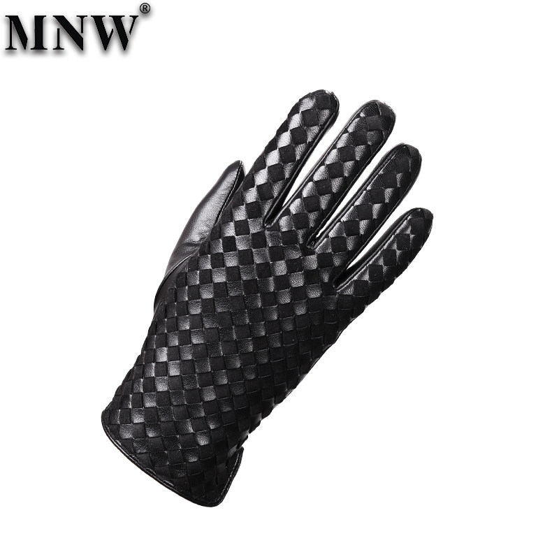 男士头层羊皮手套男编织保暖修手加绒触屏机车骑行驾驶真皮手套男