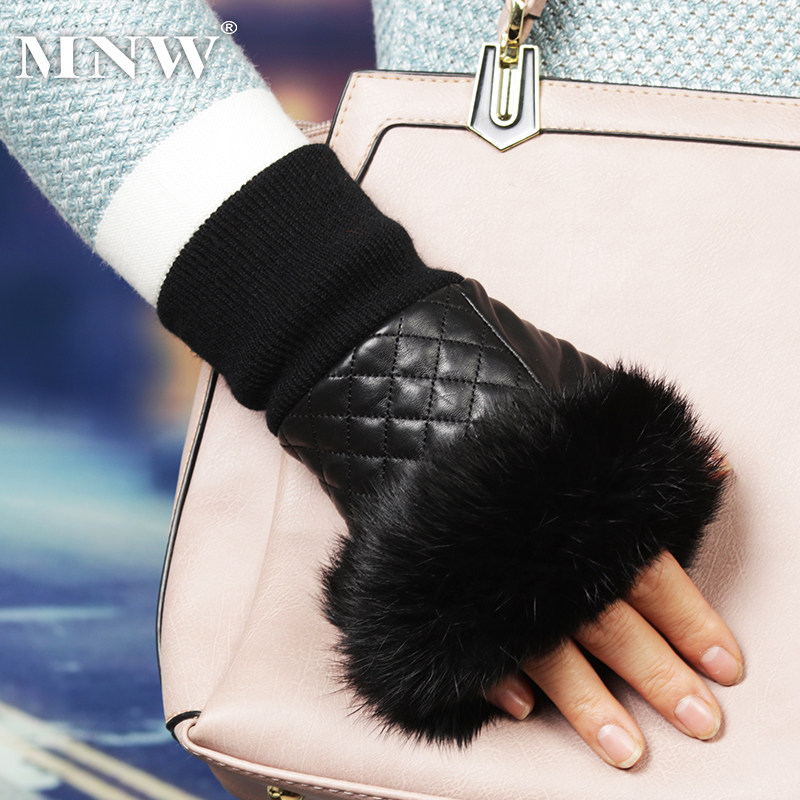 兔毛薄绒韩版电脑写字羊皮手套