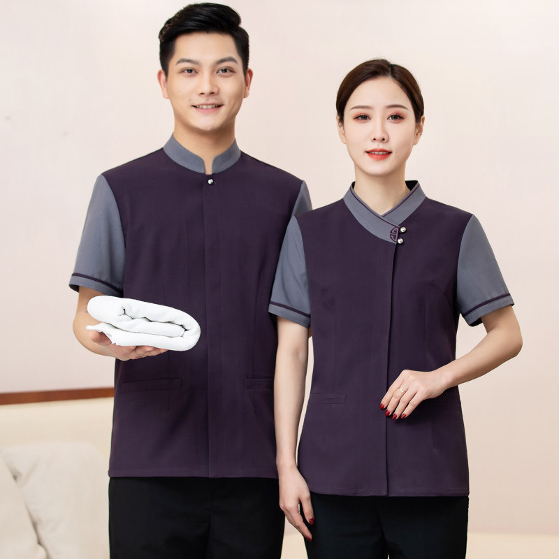 酒店保洁工作服短袖女会所宾馆客房阿姨清洁员夏套装物业PA制服男