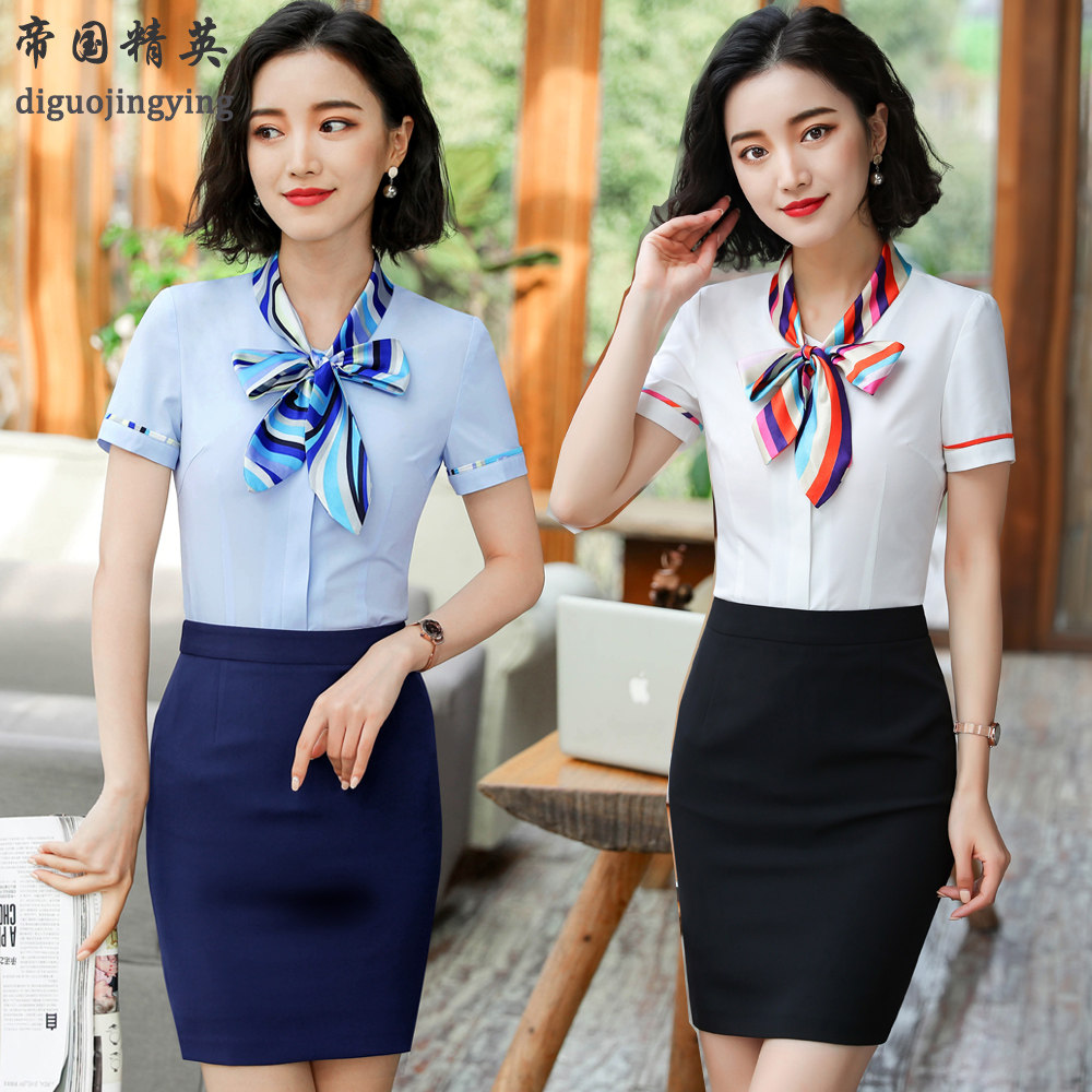酒店工作服前台收银员短袖衬衫图片