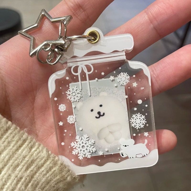 小红书同款文创雪花系列证件一寸相片亚克力相框钥匙扣背包挂件