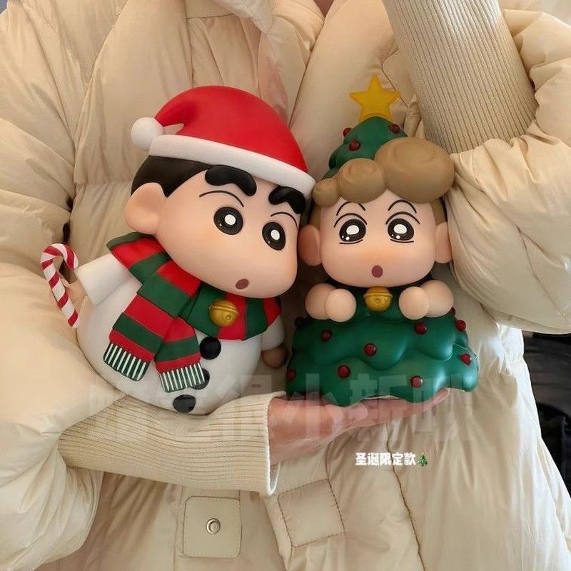 蜡笔小新手办圣诞限定雪人小新圣诞树小葵可爱公仔桌面摆件礼物