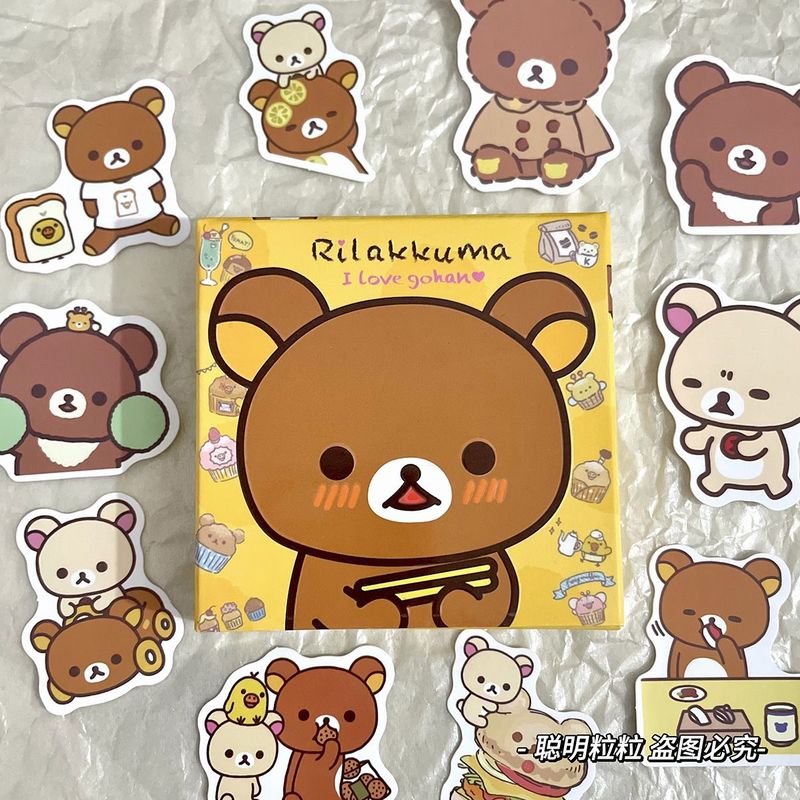 轻松熊贴纸可爱动物ins高颜值表情包素材装饰手账礼盒装封口贴