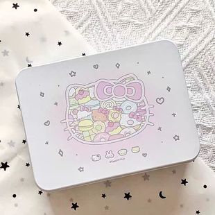 可爱kitty蝴蝶结铁盒韩系可爱无属性桌面储物便携饰品小卡收纳