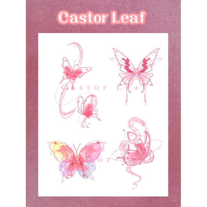 CastorLeaf麻叶部屋自主原创设计幻梦蝴蝶纹身贴（四张一套