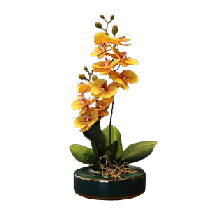 新中式圆桌转盘餐桌花摆花客厅茶几装饰花艺酒店边柜桌面假花摆件