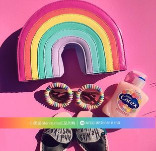 现货 正品SKINNYDIP彩色彩虹条纹七彩彩虹桥网红INS款单肩斜挎包