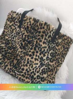 现货 正品SKINNYDIP棕色豹纹动物纹路毛毛绒皮草单肩包手提购物包