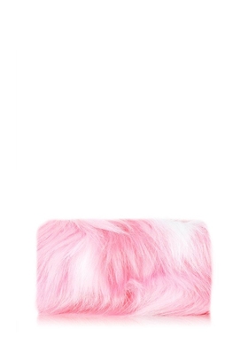 在途  正品SKINNYDIP粉红色白色渐变挑染皮草毛毛绒化妆包洗漱包