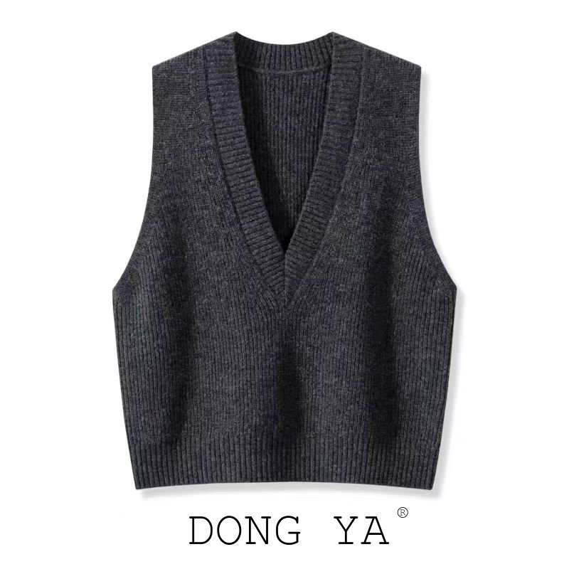 秋冬纯羊毛马甲女叠穿外搭宽松坎肩大V毛衣百搭针织羊绒马甲背心