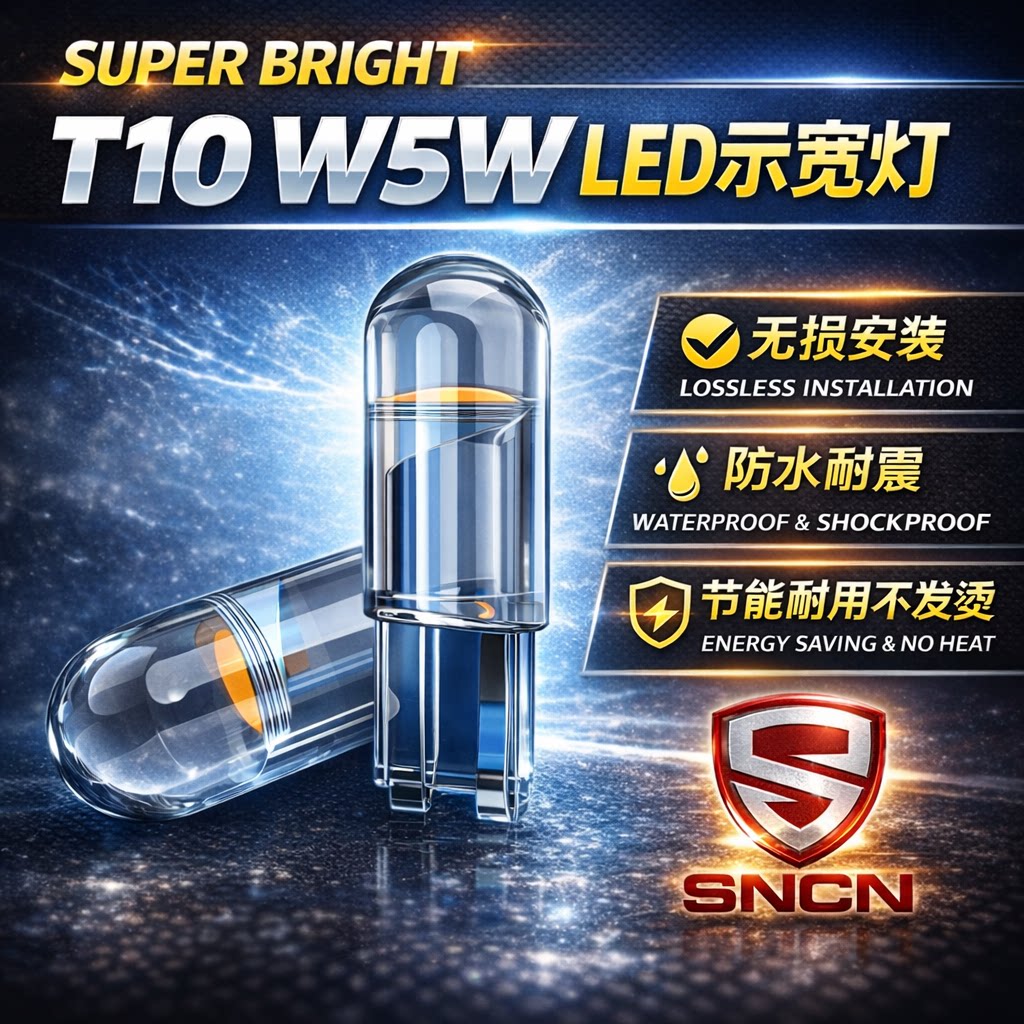 T10示宽灯LED灯泡12V汽车改装高亮透明W5W行车灯牌照灯阅读灯通用