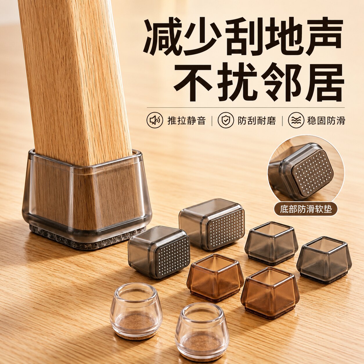 静音防滑加厚橡胶实木桌腿垫图片