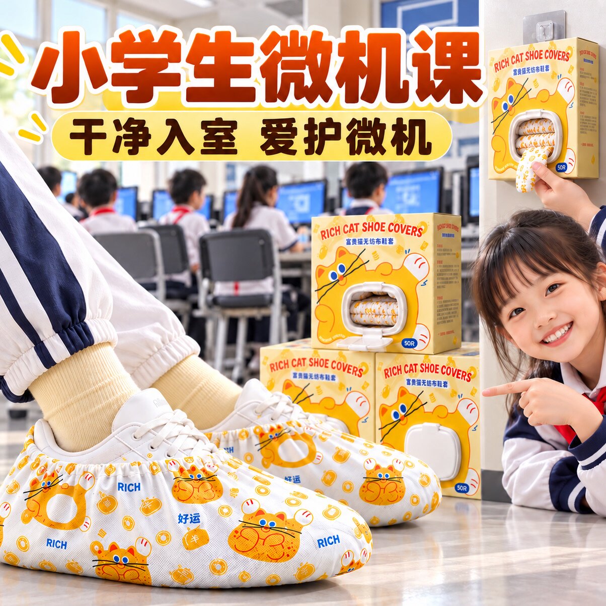 小学生鞋套微机课加厚耐磨防滑