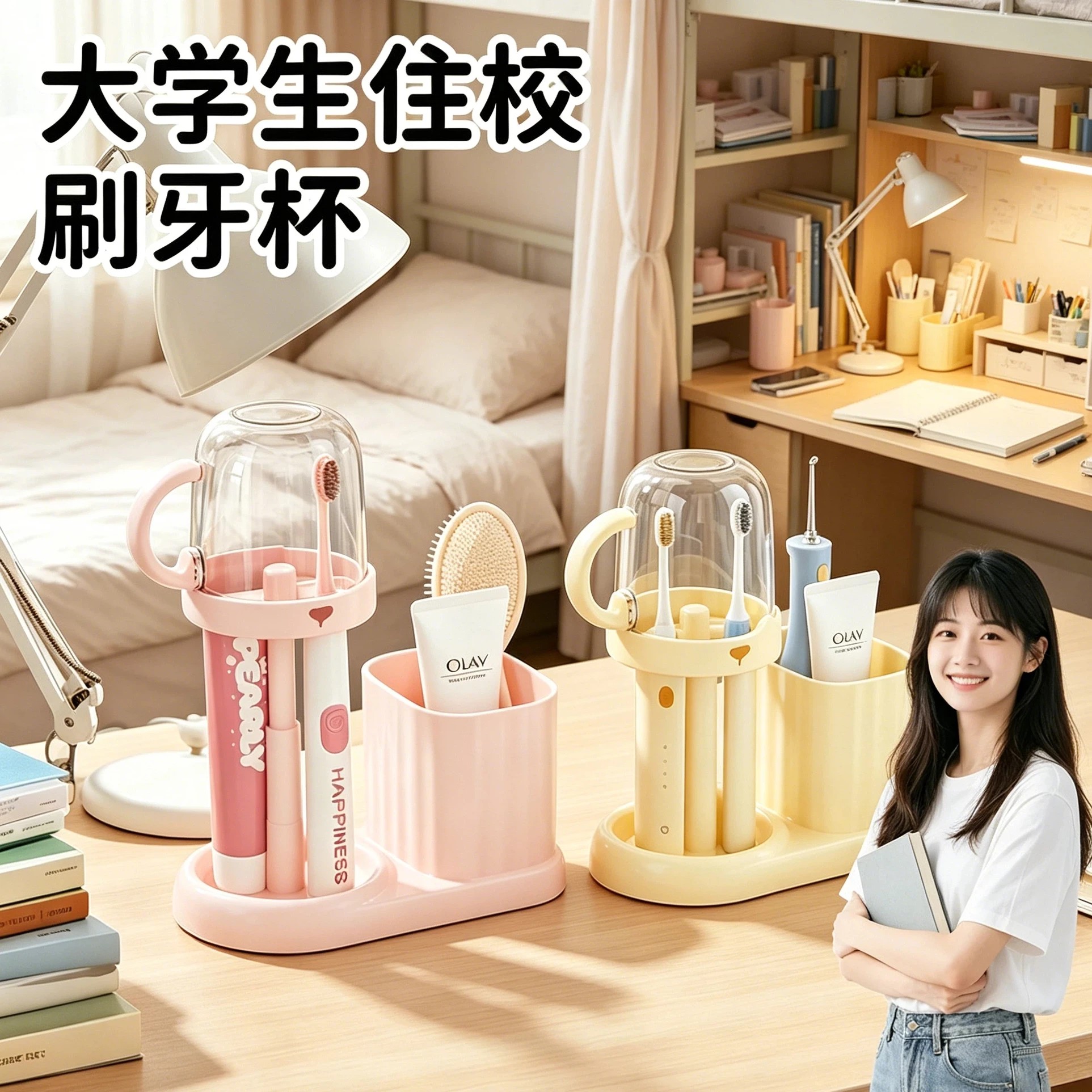 大学生住校宿舍带盖刷牙洗漱杯