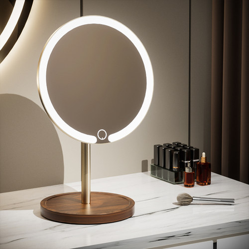 【橡胶木实木】台式led化妆镜