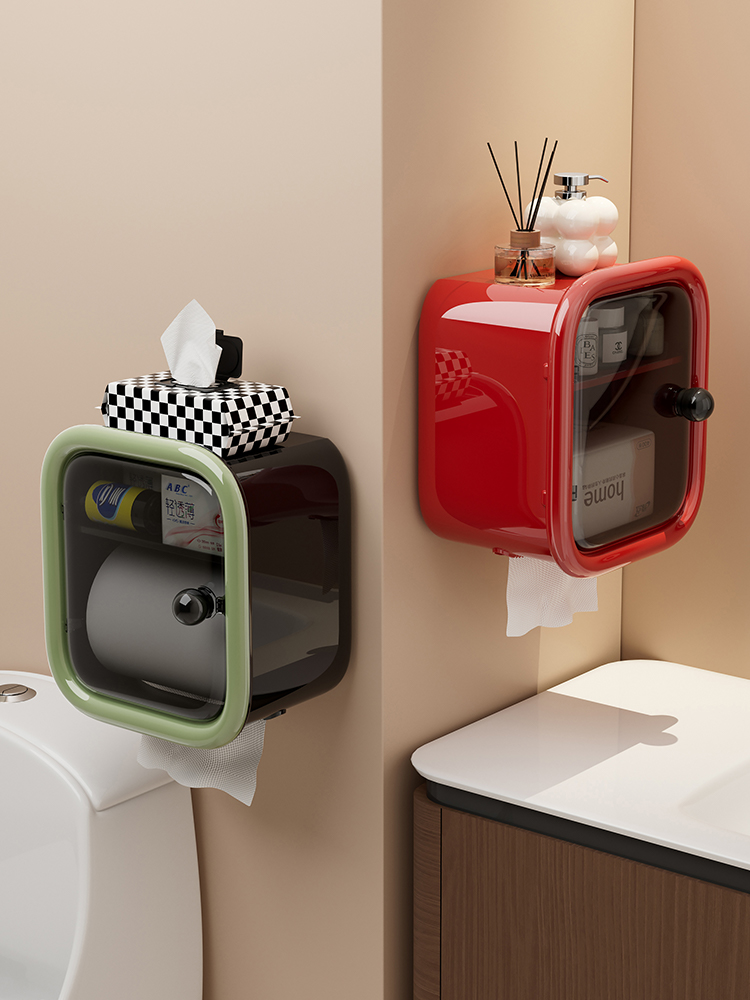 卫生间厕纸盒免打孔厕所防水纸巾盒壁挂式抽纸卷纸卫生纸置物架