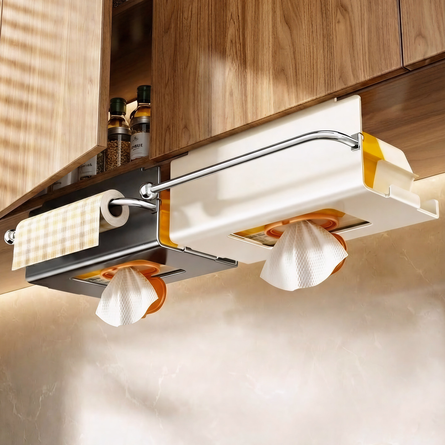 厨房纸巾架子橱柜吊柜倒挂悬挂湿巾抽纸盒卷纸挂架抹布保鲜膜收纳,收纳整理,纸巾架,淘宝优惠券,粉丝福利购,淘宝优惠卷